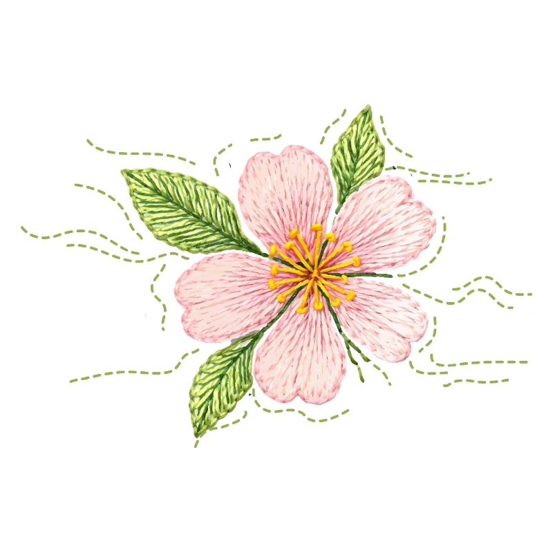 Cherry blossom in embroidery style
