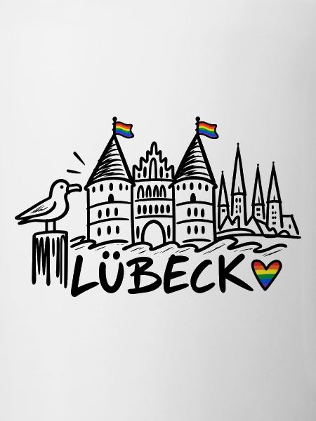 Lübeck mit Regenbogenfahnen