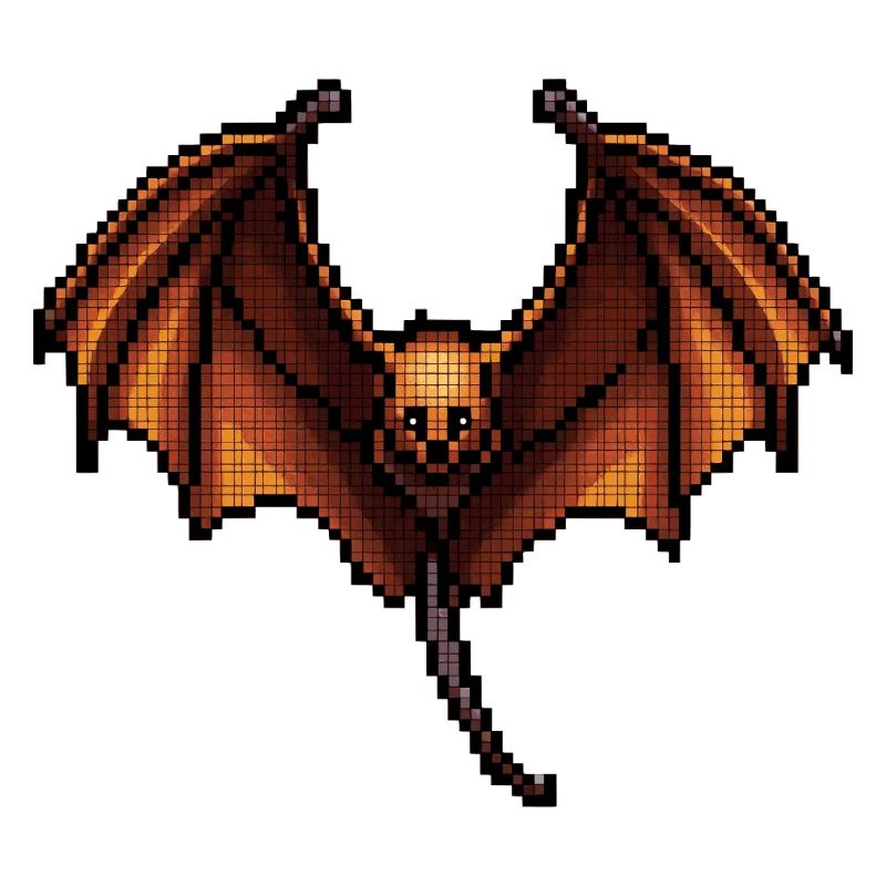 Flying fox in minimalist pixel graphics