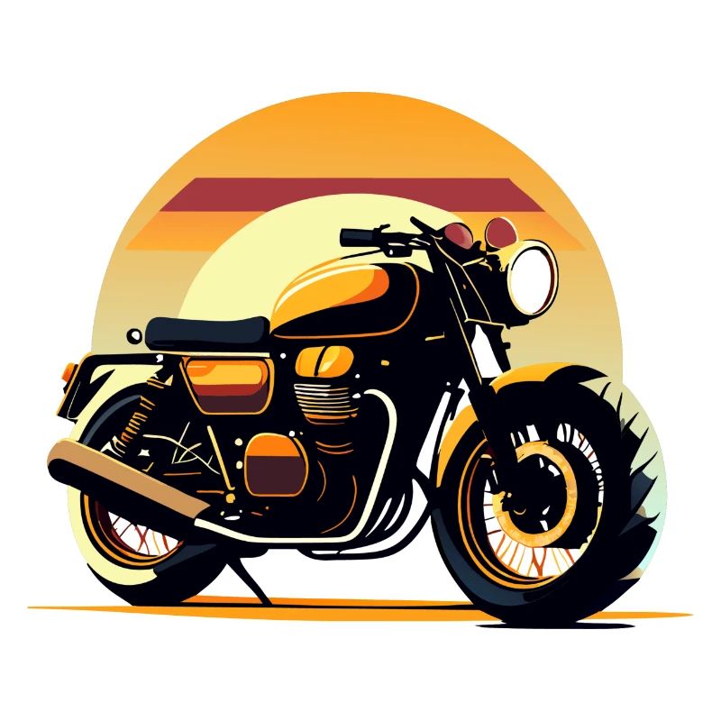Moto au coucher du soleil