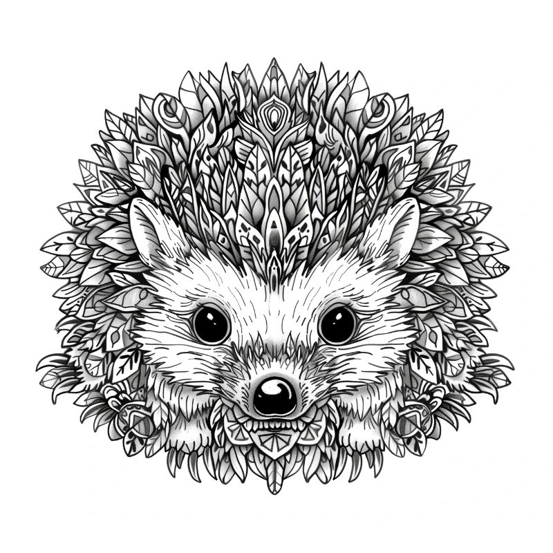 Cute hedgehog mandala