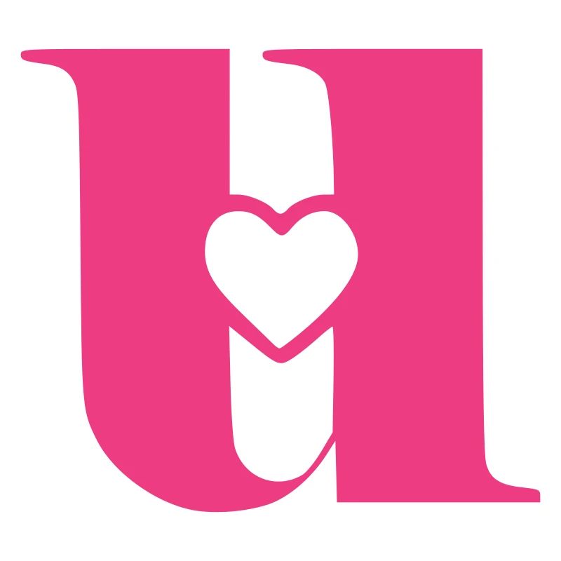Lettre u lettre initiale avec coeur
