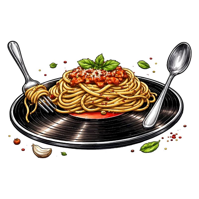 Spaghettis sur disque vinyle