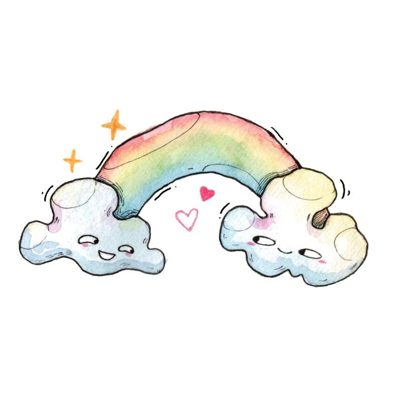 Glücksbringer süße Wolken mit Regenbogen