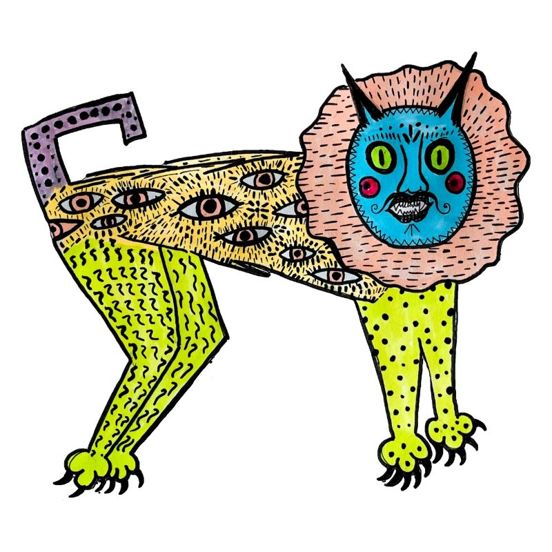 Lion de conte de fées. Drôle de lion. Ville de Lviv. Folklore de l’UA