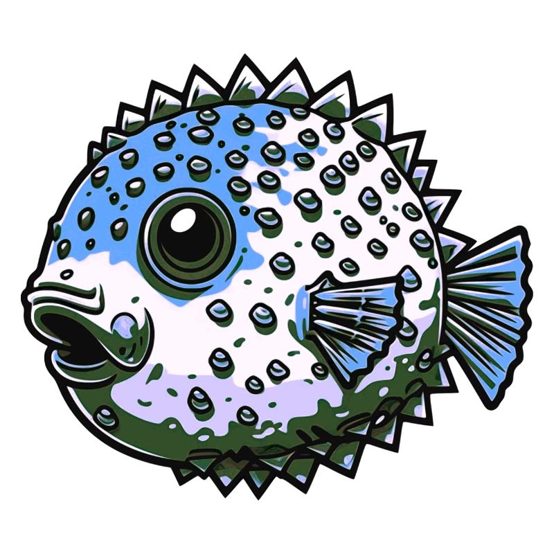 Pufferfish inflates at Gefar as a sea creature