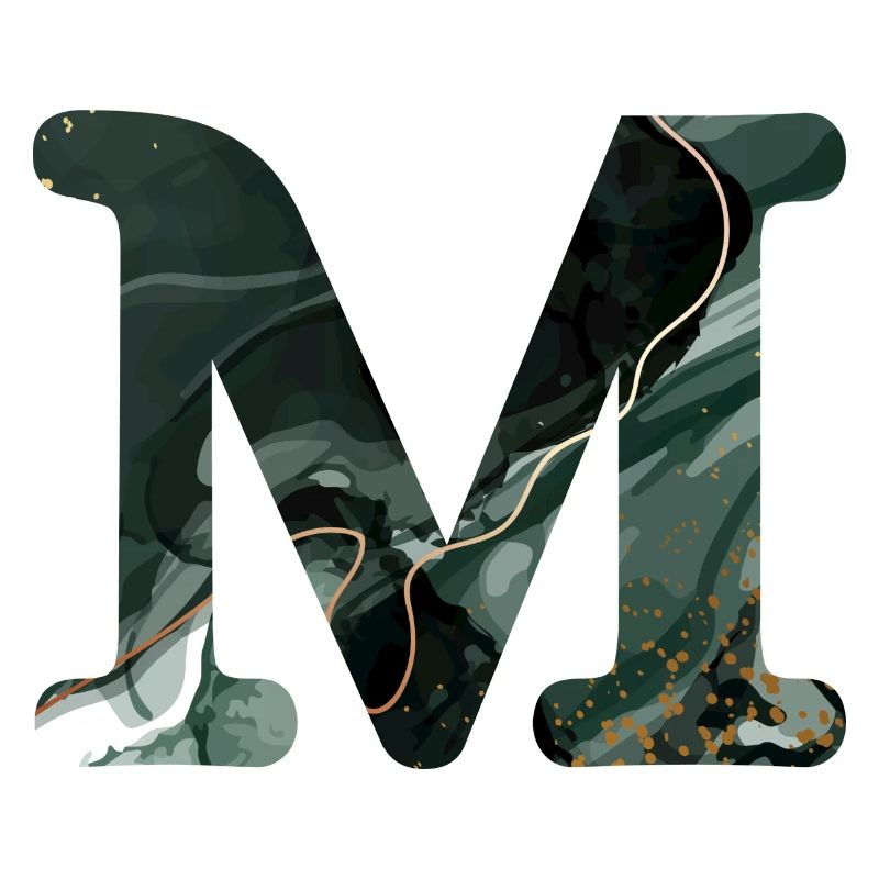 Lettre m marbré vert