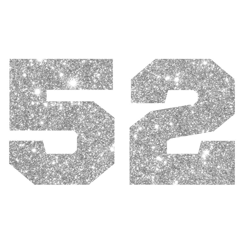 Number 52 Silver Glitter - 52nd Anniversary