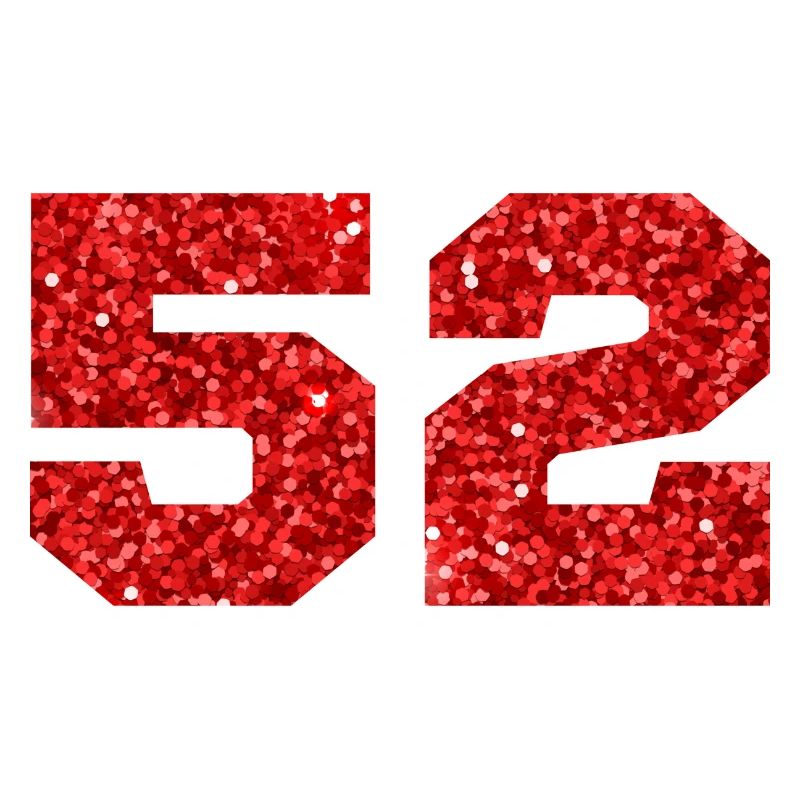 Number 52 Red Glitter - 52nd Anniversary