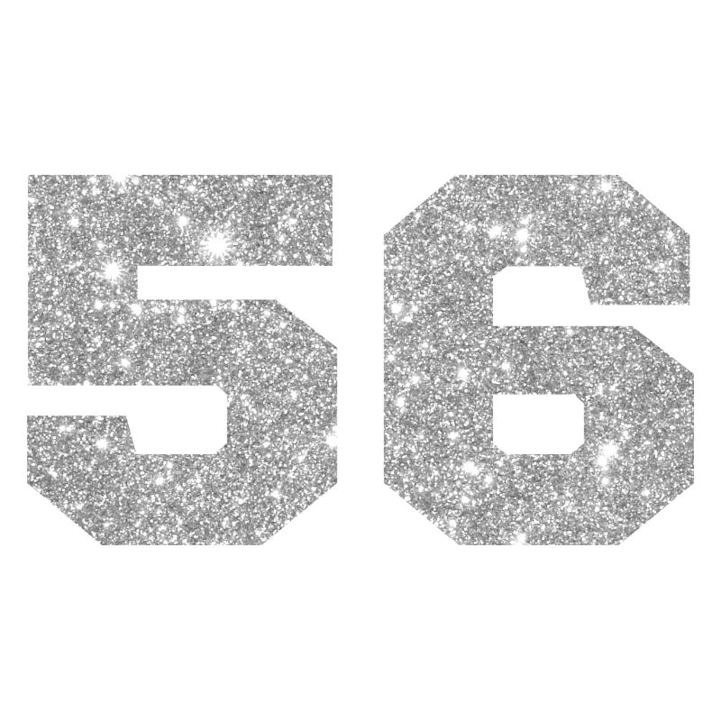 Number 56 Silver Glitter - 56th Anniversary