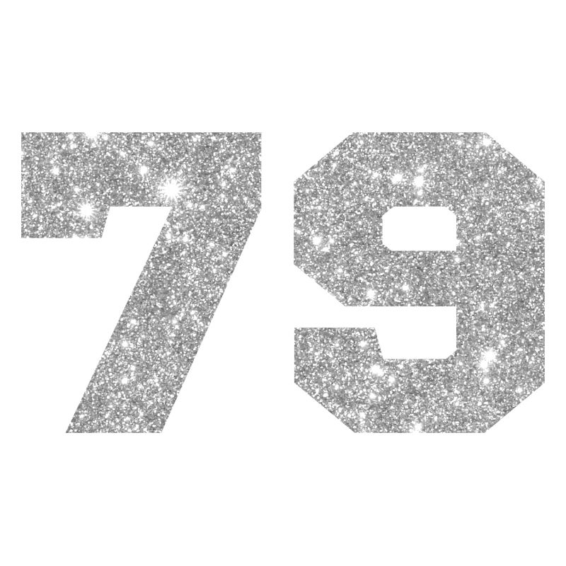 Number 79 Silver Glitter - 79th Anniversary