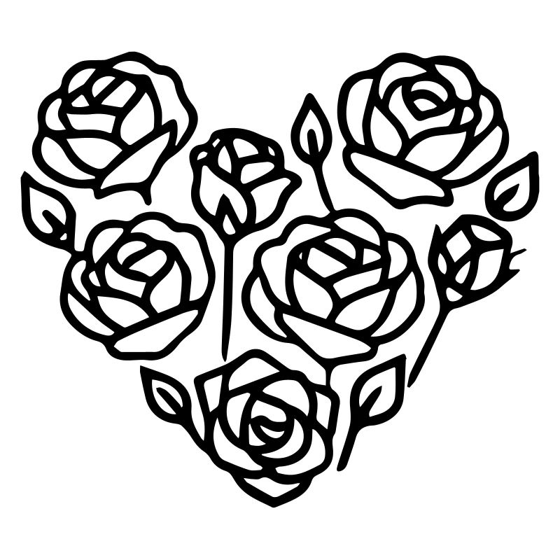 Black and White Rose Heart Illustration