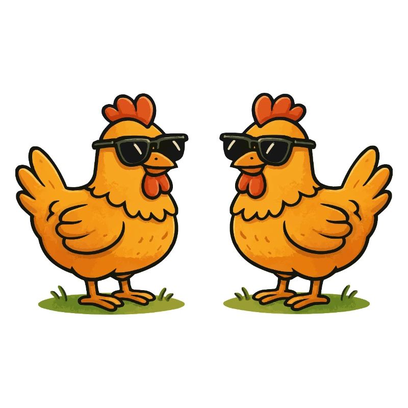 Chickens with sunglasses