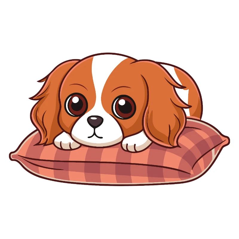 Chiot adorable sur coussin plaid