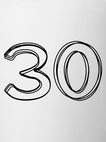 Zahl 30 handgezeichnet