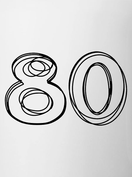 Zahl 80 handgezeichnet