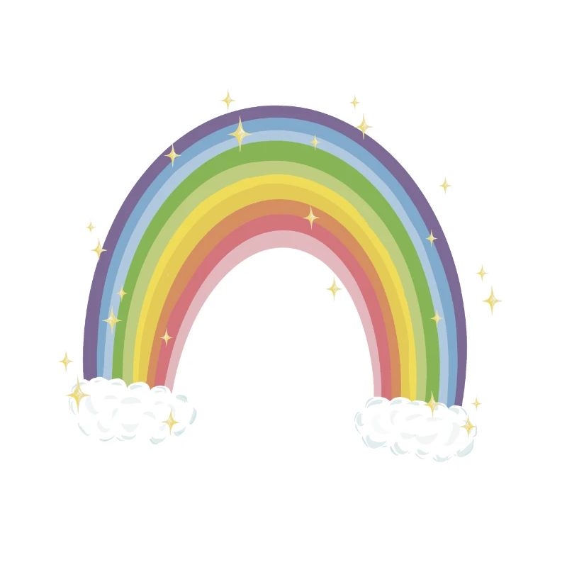 Regenbogen mit Glitzer-Sternen
