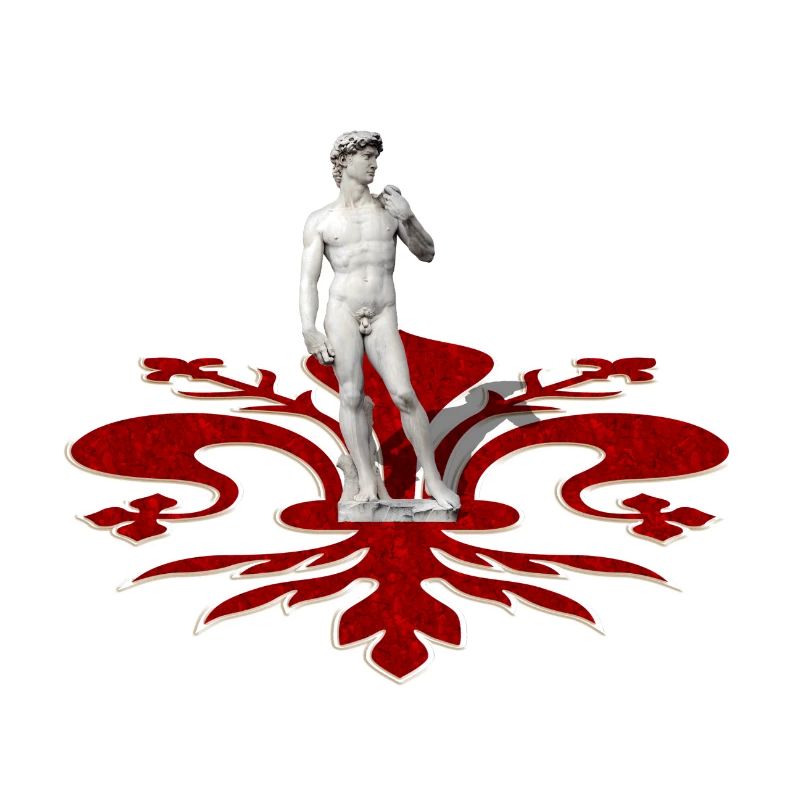 David par Michel-Ange et lys rouge de Florence