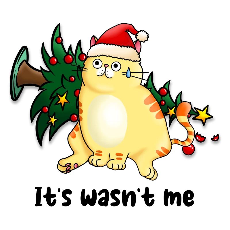 Christmas funny cat Christmas tree cat ugly