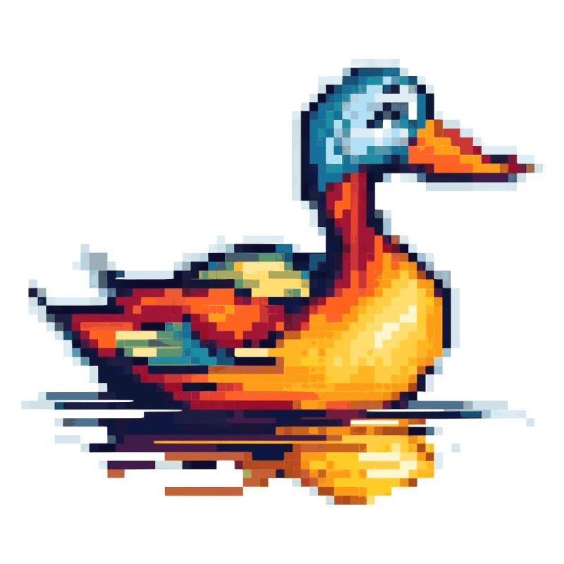 Small duck in 8 bit retro pixel graphics