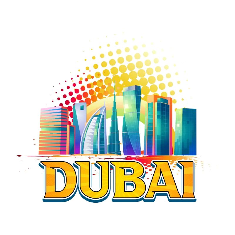Dubaï Skyline Summer Sun Palm Beach Mer