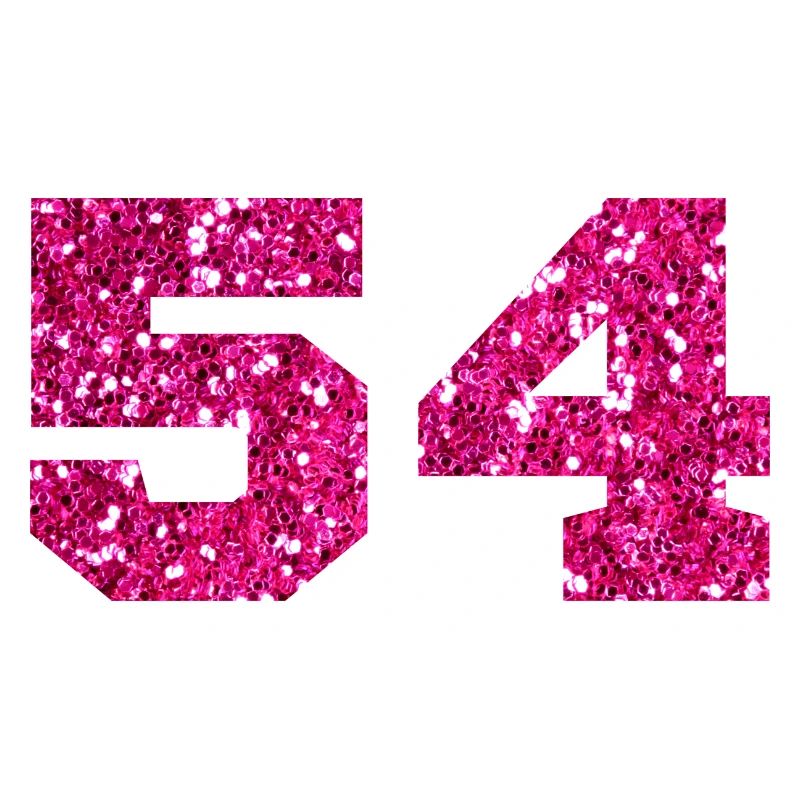 Number 54 Pink Glitter - 54th Anniversary