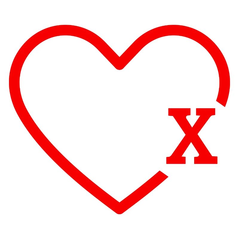 Buchstabe X Rotes Herz