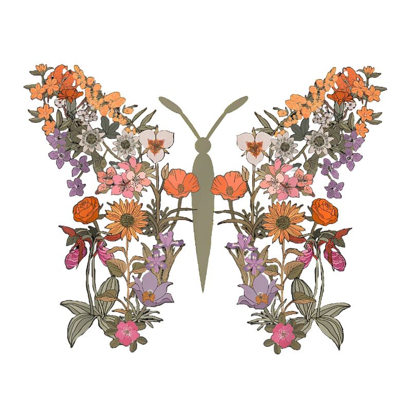 Frauen Boho Wildblume Sommer Blumen Schmetterling