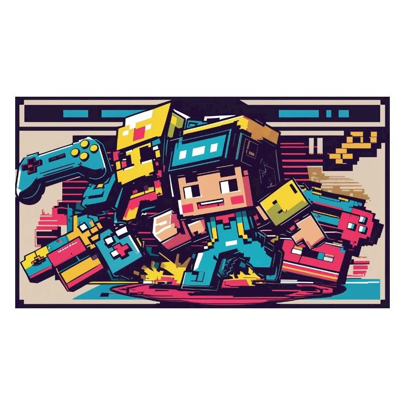 Voxel Gaming Held mit Retro-Design