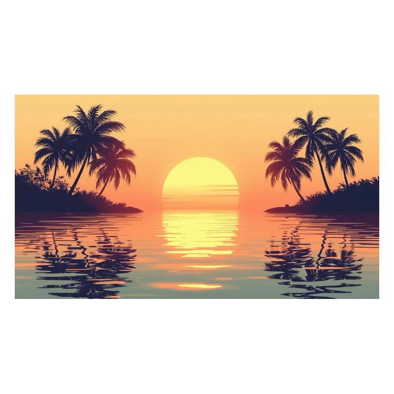 Sunset on tropical island