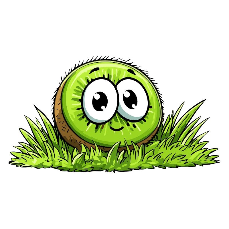 Heureux kiwi dans l’herbe