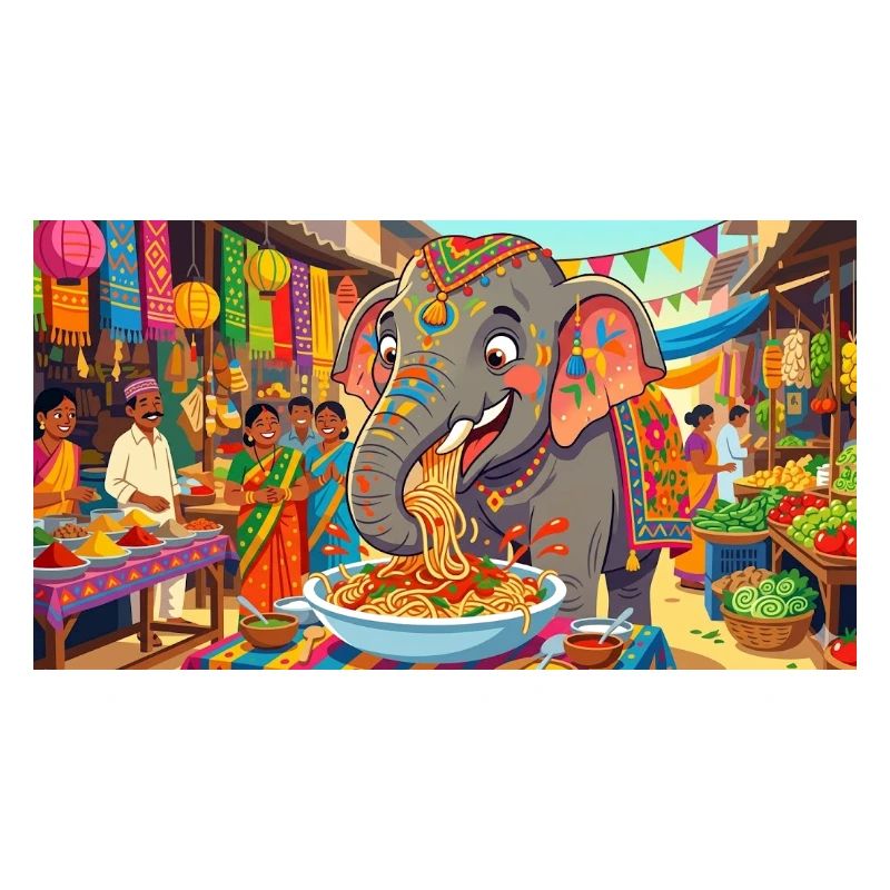 Elefanten-Spaghetti-Witz-Kunst