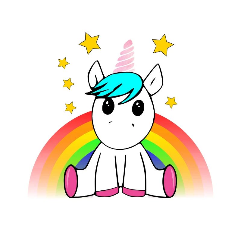 Einhorn mit Regenbogen & Sternen