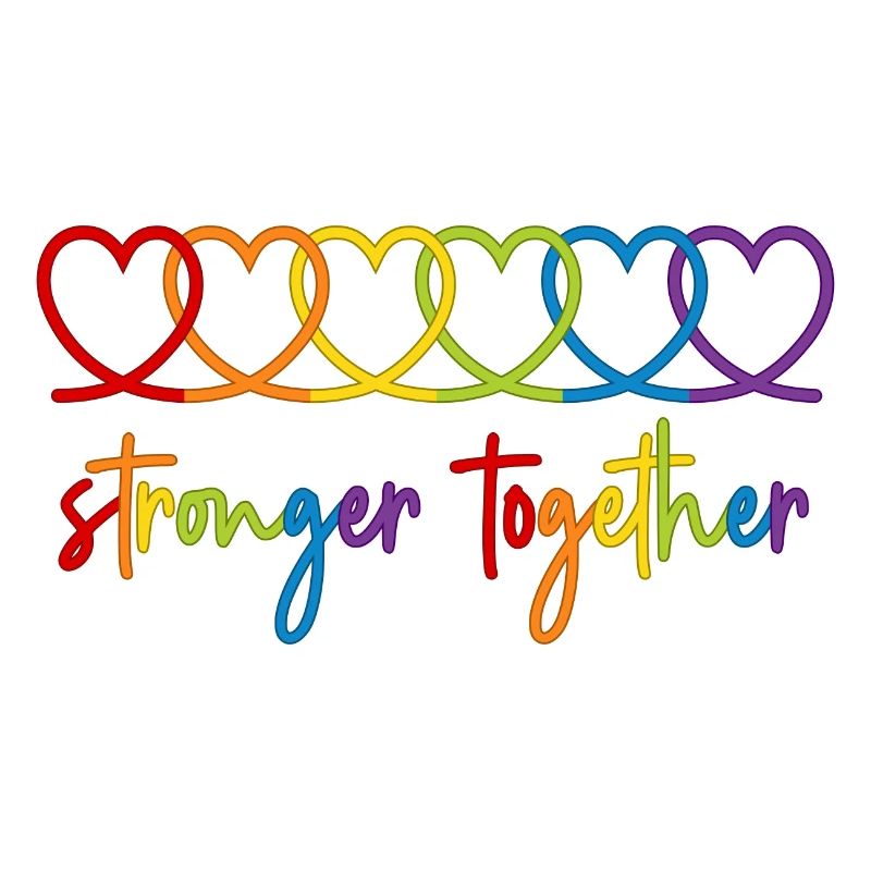 Rainbow Hearts Stronger together Pride Month