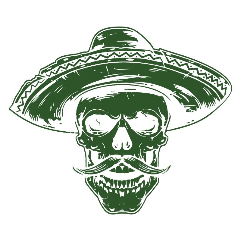 Skeleton Skull Sombrero Mexican