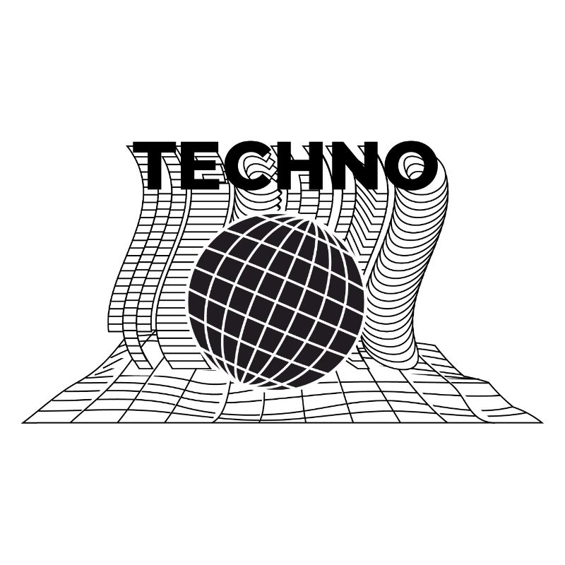 Techno music - Futuristic Geometric Globe Design