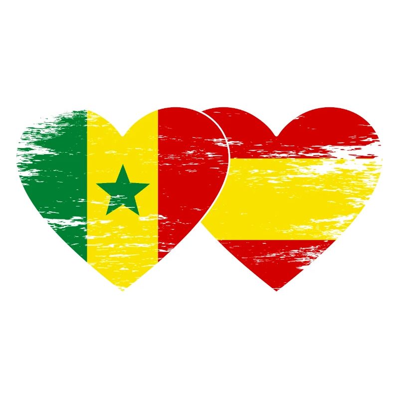 Espagne Sénégal Drapeau Coeur utilisé