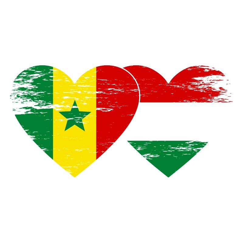 Sénégal Hongrie Drapeau Coeur utilisé