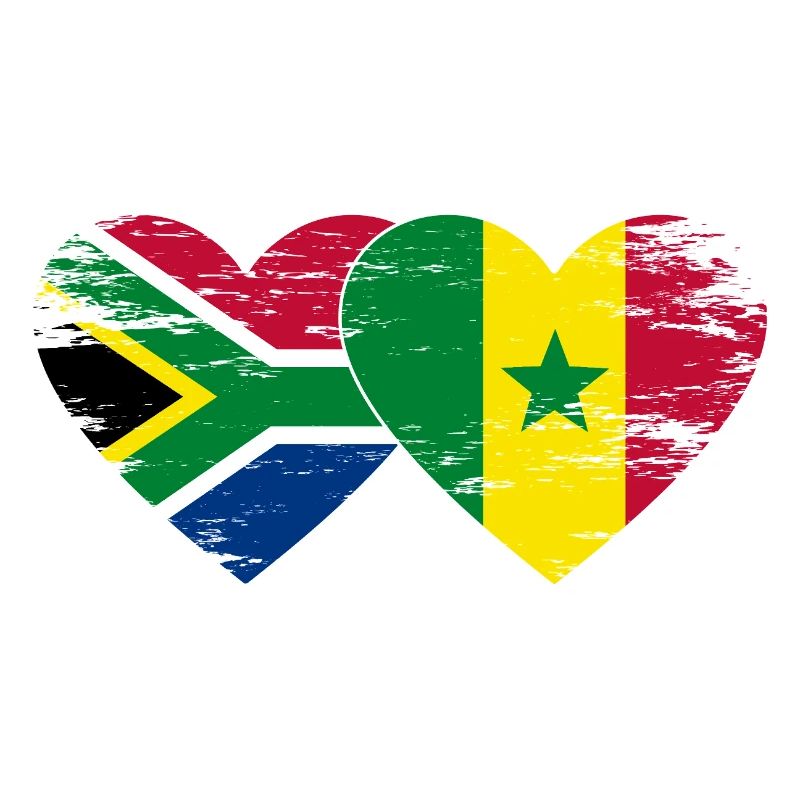 Afrique du Sud Drapeau Sénégal mains forme de coeur utilisé