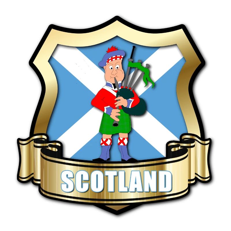 Drapeau de l'Écosse avec bouclier d'or et piper
