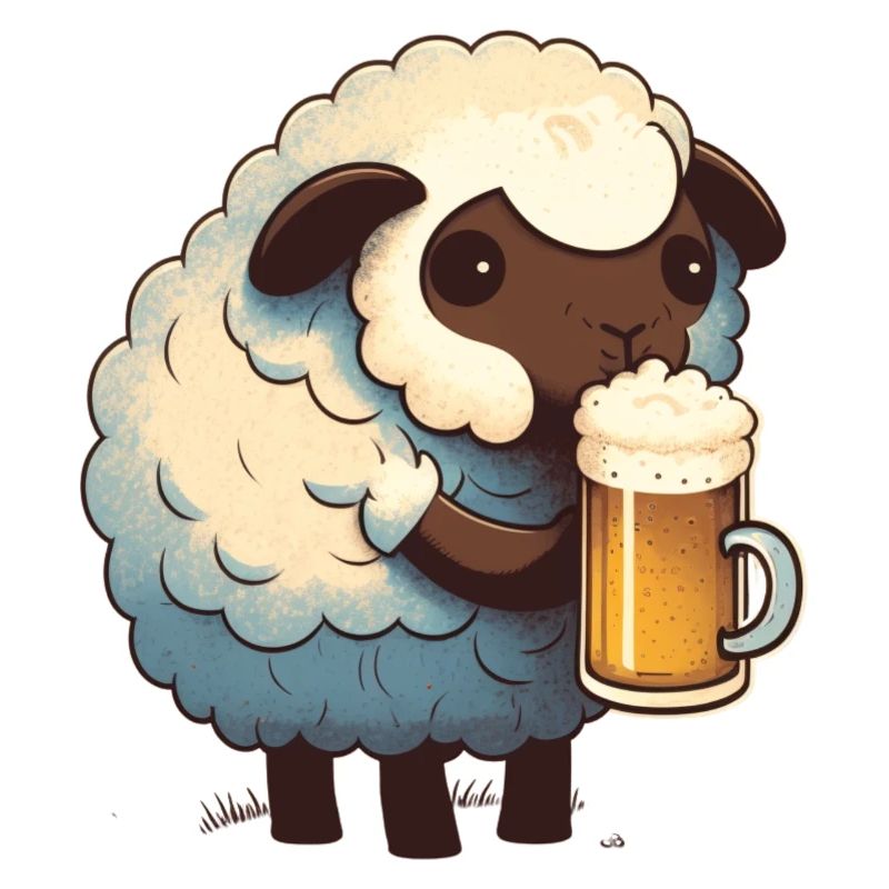 Kleines süßes Schaf mit Bier