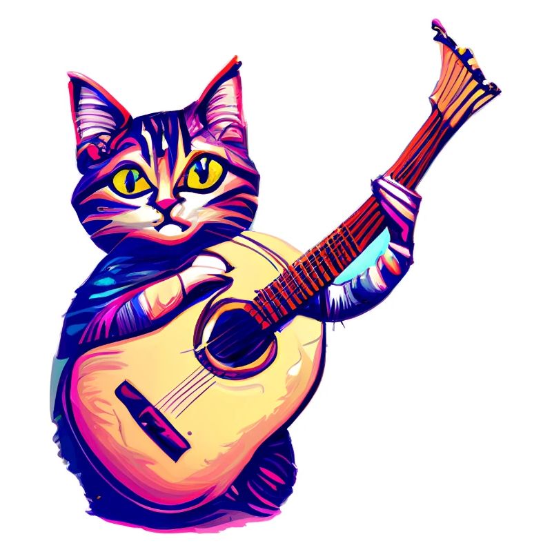 Guitariste Chat domestique Chat Chat Guitare Chat Chaton