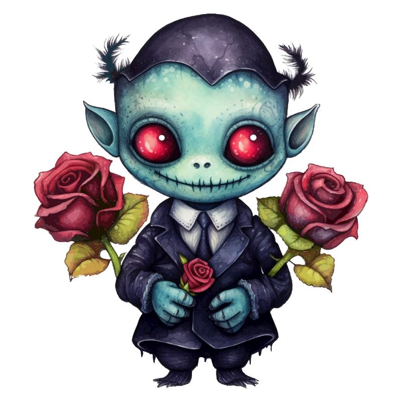 Funny vampire with roses