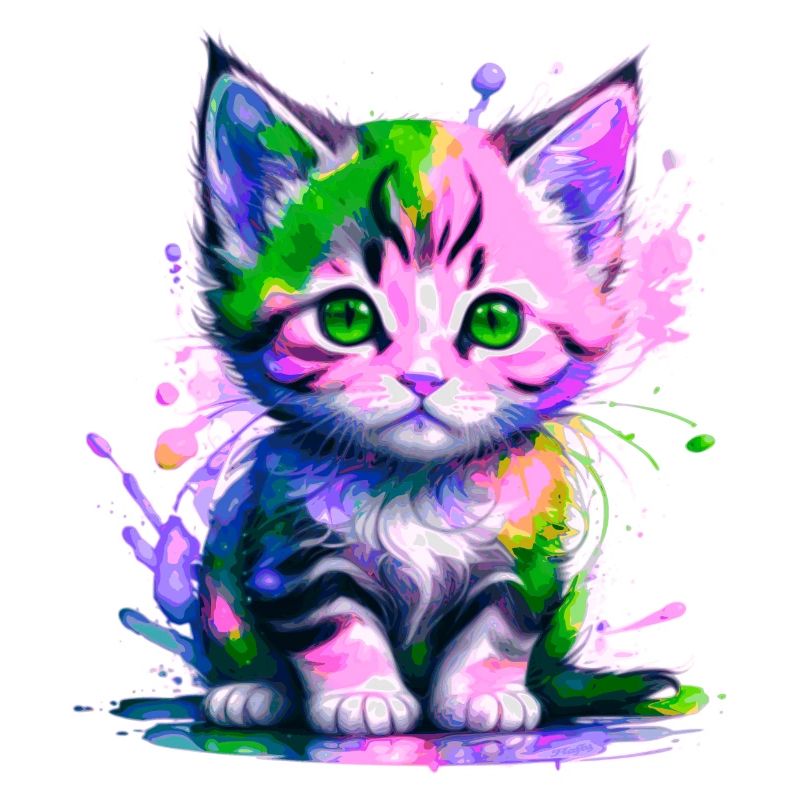 Chaton rose-vert