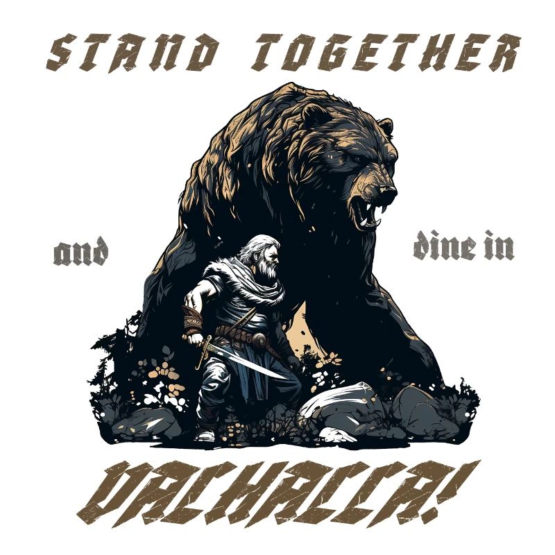 Vikings with bear "Dine in Valhalla!"