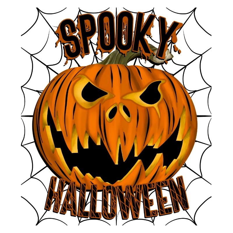 Spooky Halloween Spooky Pumpkin with Spider Web