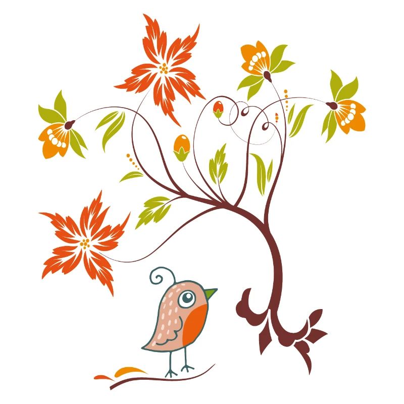 Vrille de fleur avec petit oiseau