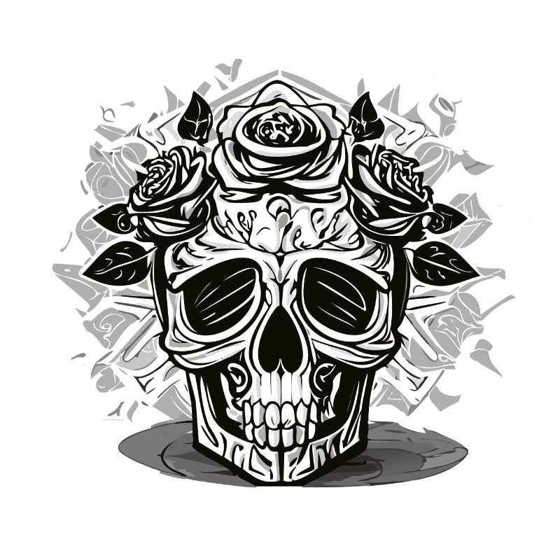 Schwarz-Weiß Schädel & Rosen Design