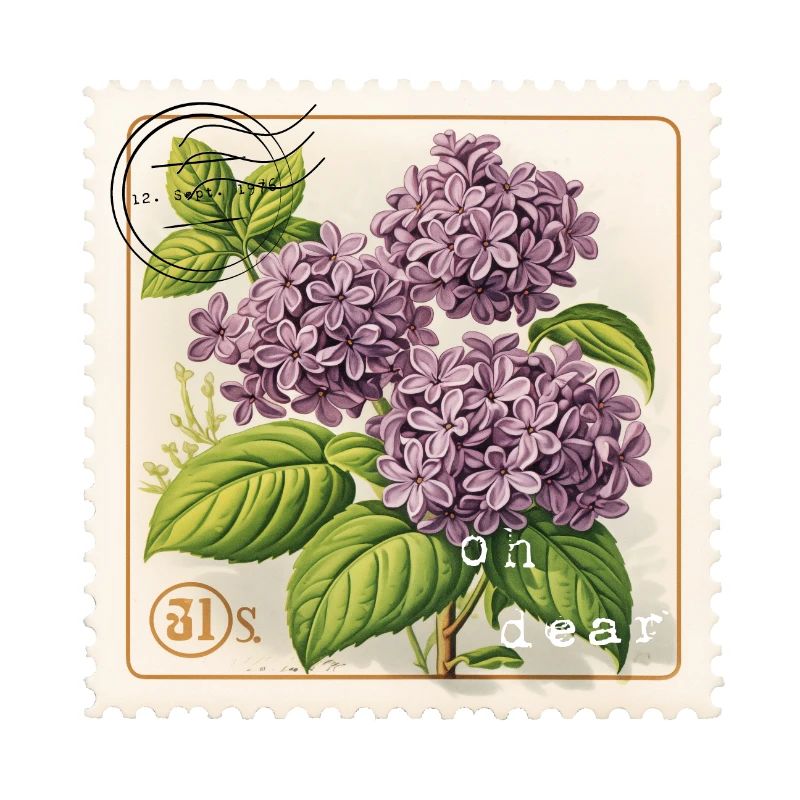 Timbre-poste Vintage fleurs violettes