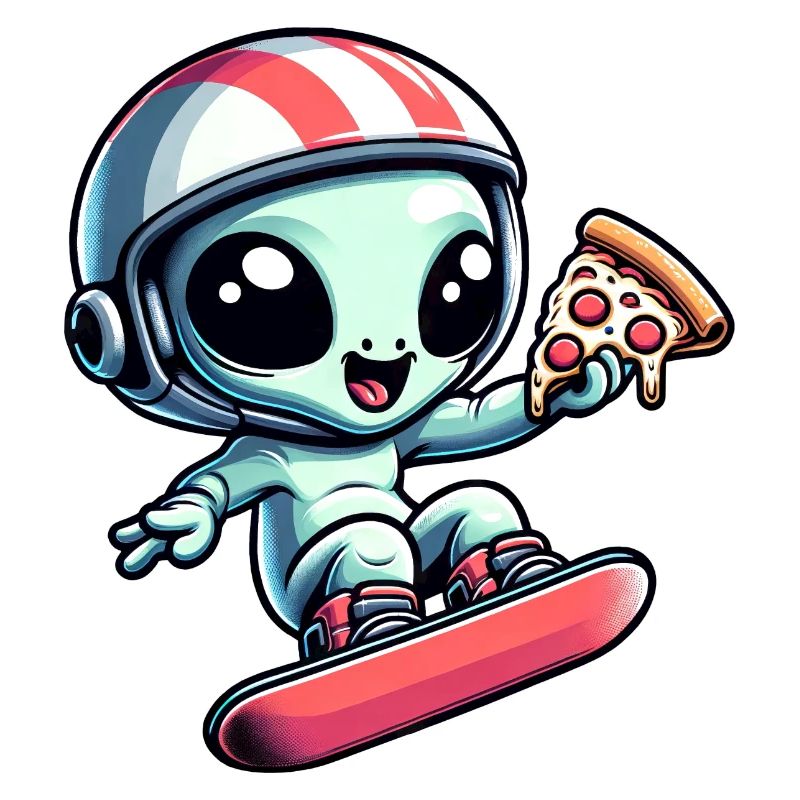 Mignon Comic Alien Snowboard Snowboarder